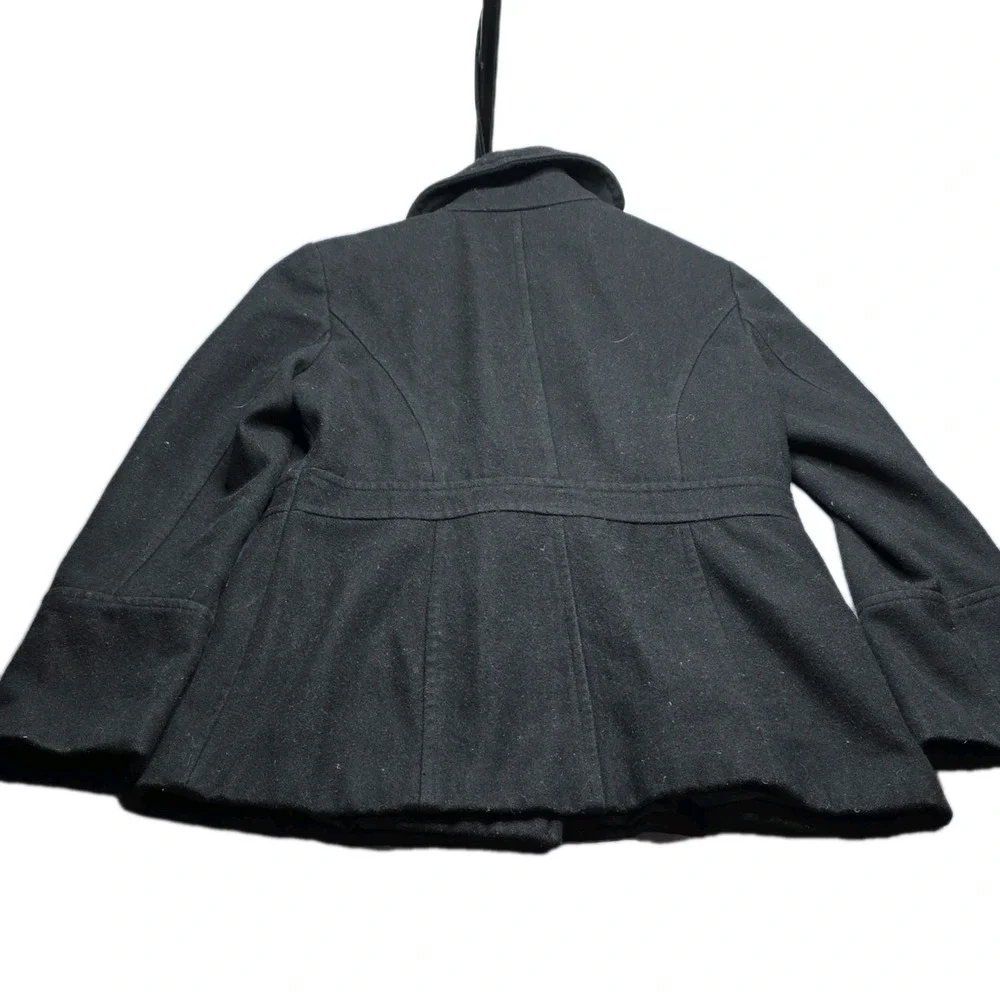 Michael Kors Coat Womens S Black Pea Collared Epaulet Button Long Sleeve